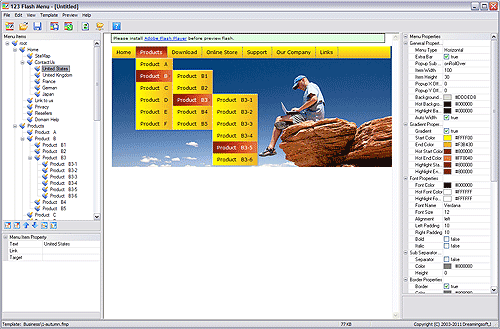 Click to view 123 Flash Menu 4.6 screenshot