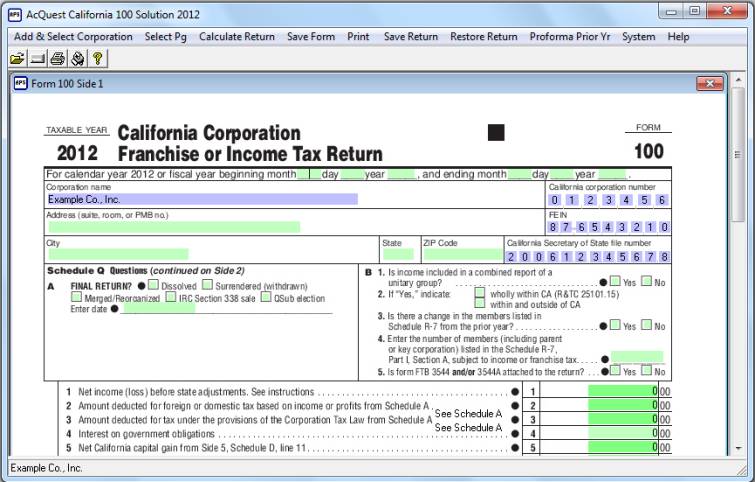 Click to view AcQuest California 100 Solution 2012 1.00 screenshot