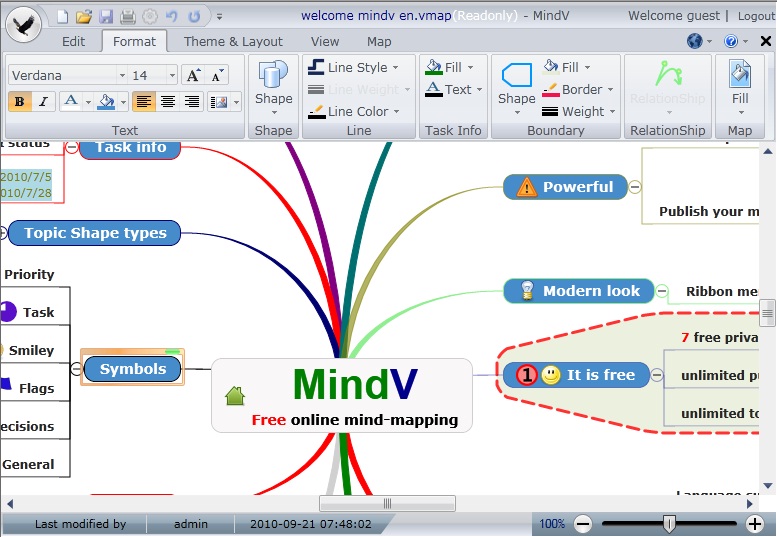 Click to view MindV online mind mapping tools 1.3.3.0 screenshot