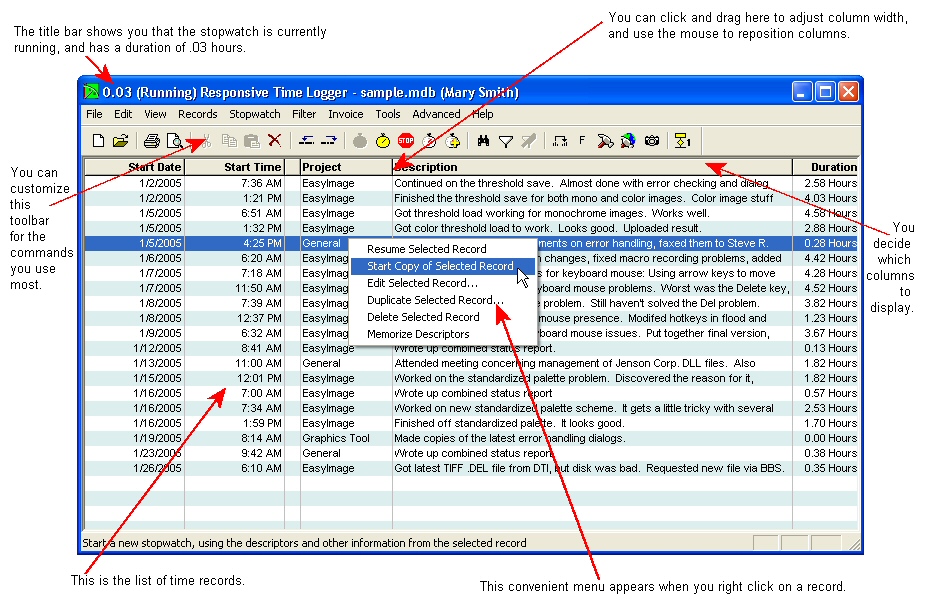 Click to view Responsive Time Logger 4.04.04 screenshot