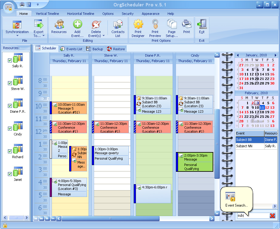 Click to view OrgScheduler Pro 6.5 screenshot