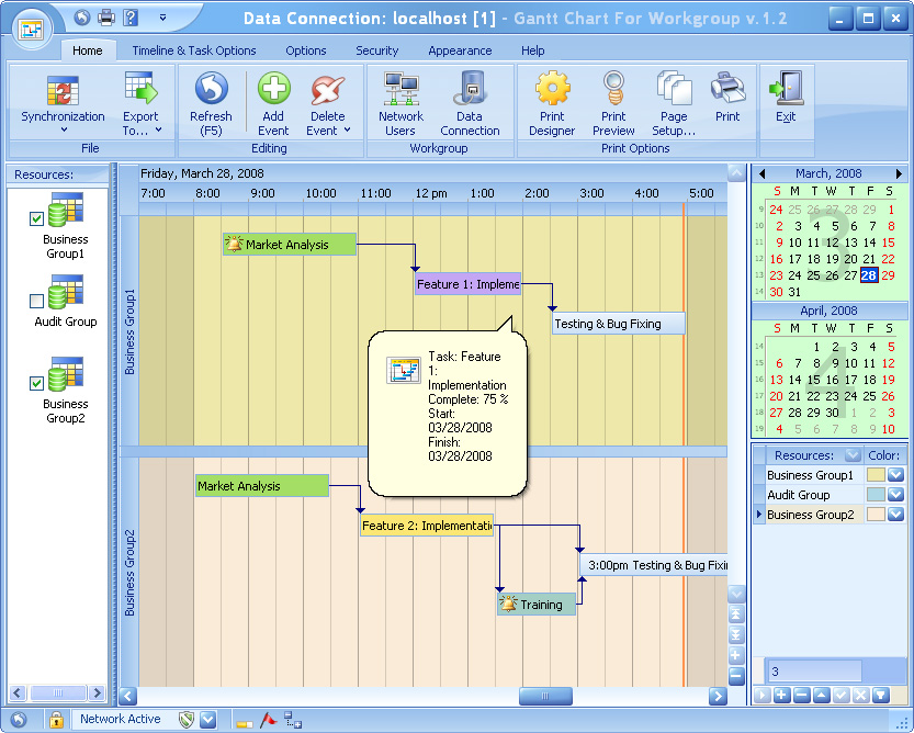 Click to view Gantt Chart for Workgroup 3.9 screenshot
