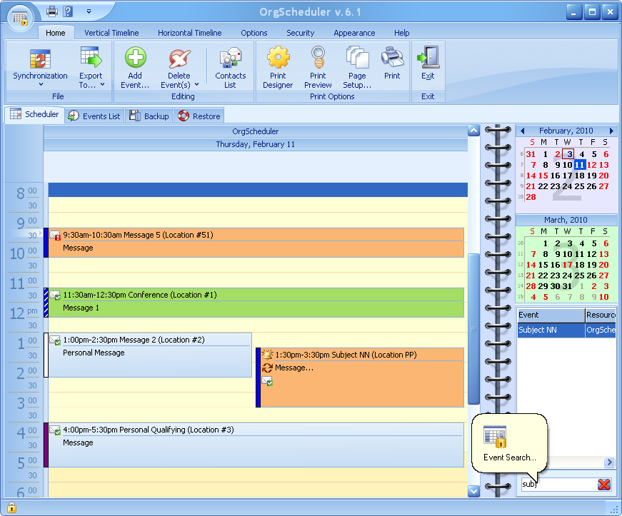 Click to view OrgScheduler 7.5 screenshot