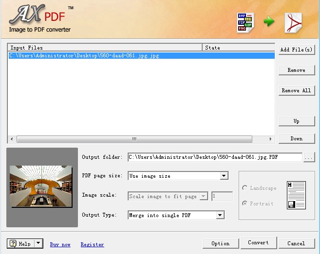 Click to view JPEG to PDF Converter 2.21 screenshot