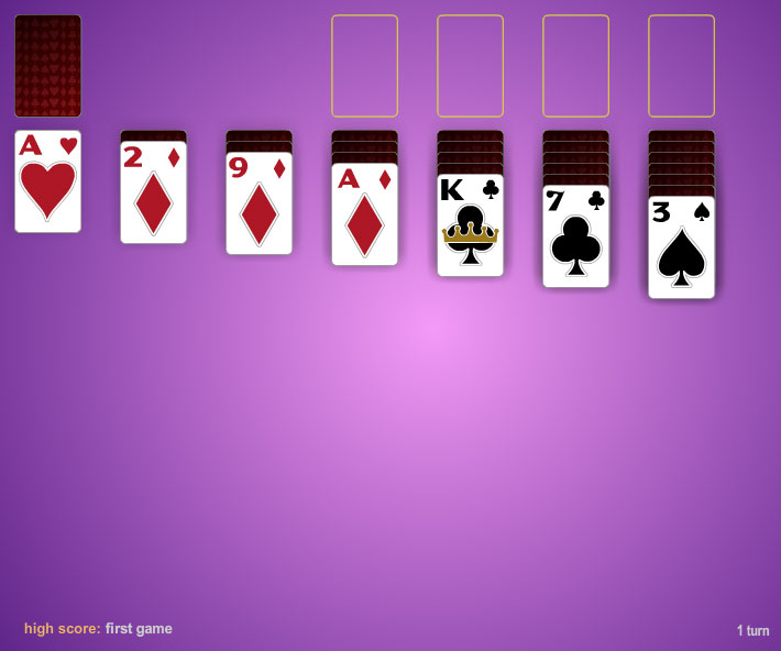 Click to view One Card Three Pass Klondike Solitaire 1.0 screenshot