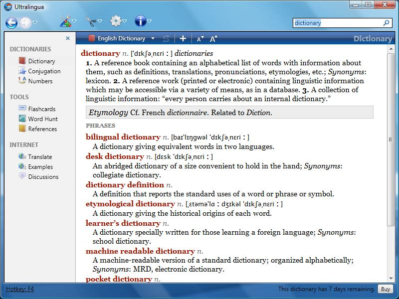 Click to view Esperanto-English Dictionary by Ultralingua for Wi 7.1 screenshot