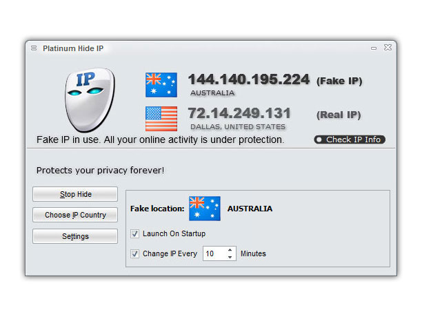 Click to view Platinum Hide IP 3.3.8.6 screenshot