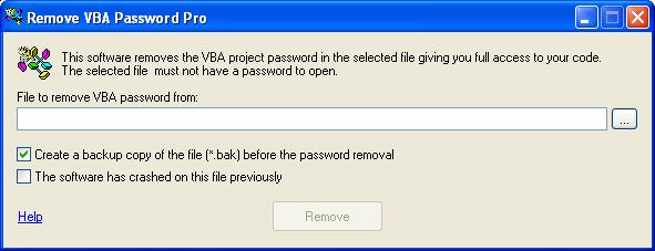 Click to view Remove VBA Password 2.8.9 screenshot