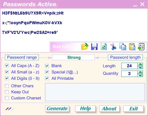 Click to view Passwords Active 1.3 screenshot