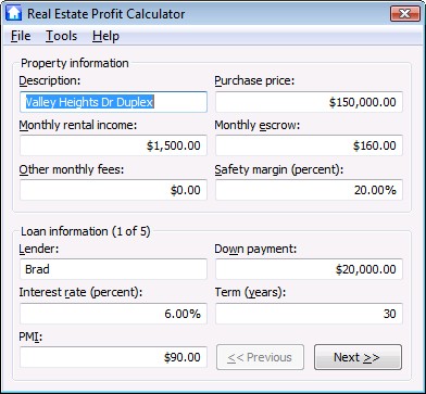 Click to view Real Estate Profit Calculator 1.00 screenshot