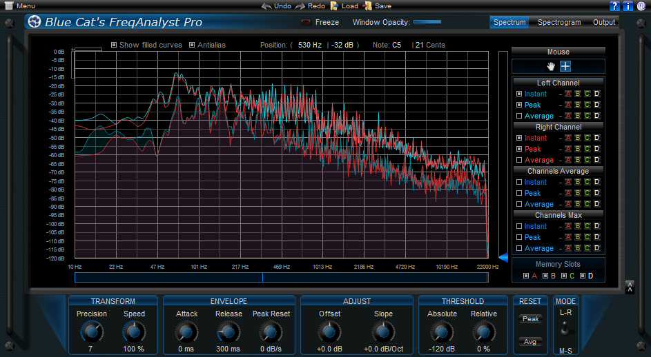 Click to view Blue Cat's FreqAnalyst Pro 1.95 screenshot