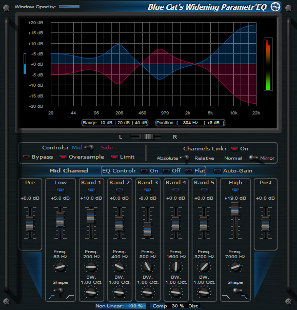 Click to view Blue Cat's Widening Parametr'EQ 3.52 screenshot