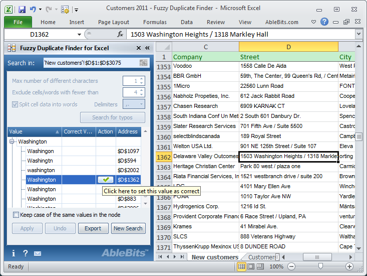 Click to view Fuzzy Duplicate Finder for Excel 3.5.3 screenshot