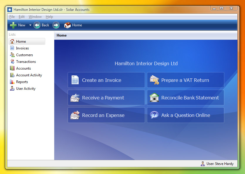 Click to view Solar Accounts UK Accounting Software 3.9.2 screenshot