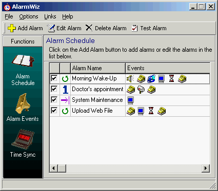 Click to view AlarmWiz 2.21 screenshot
