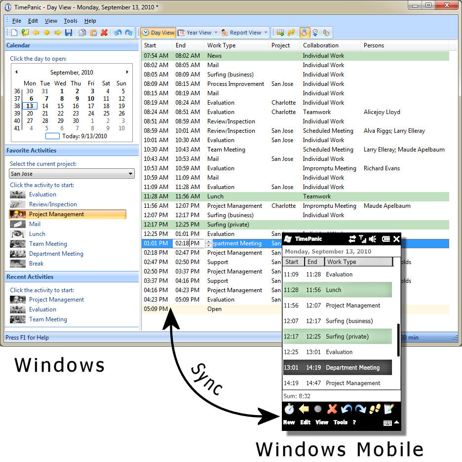 Click to view TimePanic for Windows and Pocket PC 2.8 screenshot
