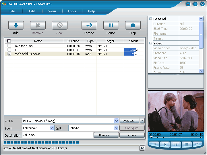 Click to view ImTOO AVI MPEG Converter 5.1.37.0723 screenshot