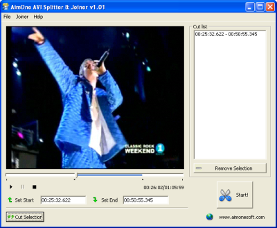 Click to view AimOne AVI Cutter Joiner 1.01 screenshot