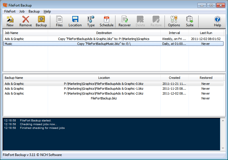 Click to view FileFort Plus Data Backup Software 3.29 screenshot
