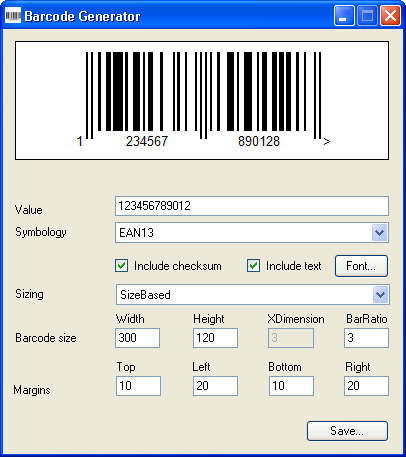 Click to view Barcode Generator 1.0 screenshot