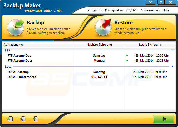 Click to view BackUp Maker 7.000 screenshot