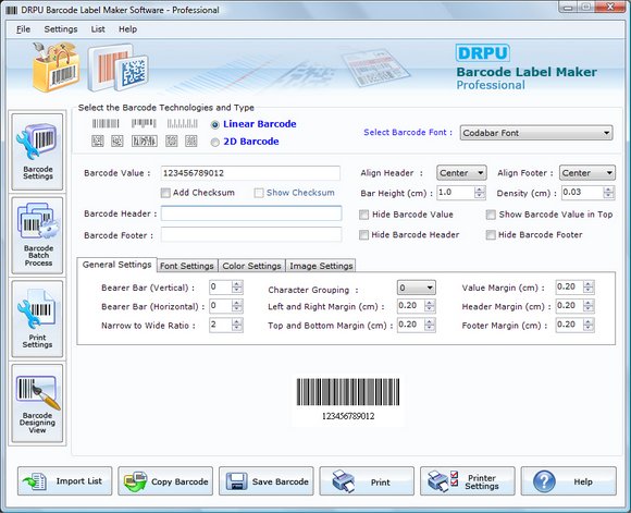 Click to view Barcodes 7.3.0.1 screenshot