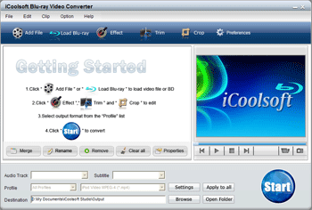 Click to view iCoolsoft Blu-ray Video Converter 3.1.10 screenshot