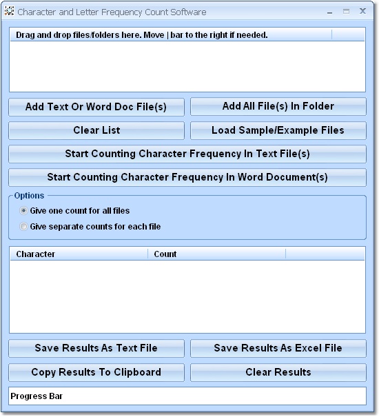 Click to view Character and Letter Frequency Count Software 7.0 screenshot