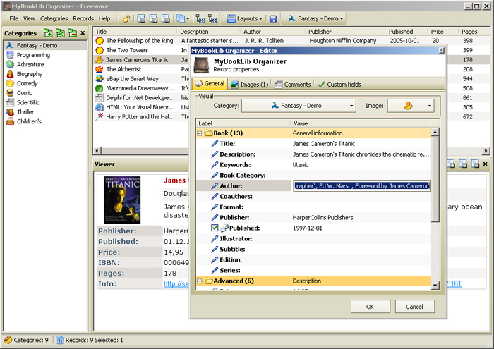 Click to view MyBookLib Organizer 1.08 screenshot