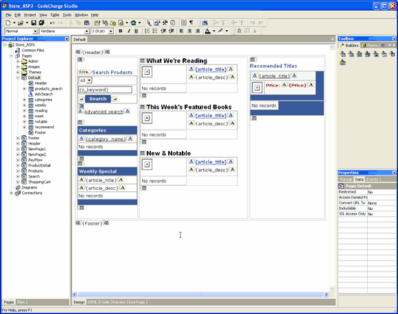 Click to view CodeCharge Studio 3.0 screenshot