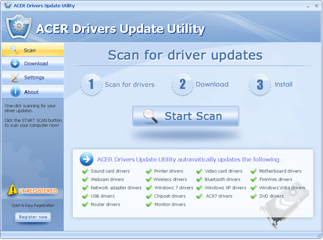 Click to view Acer Drivers Update Utility 6.5 screenshot
