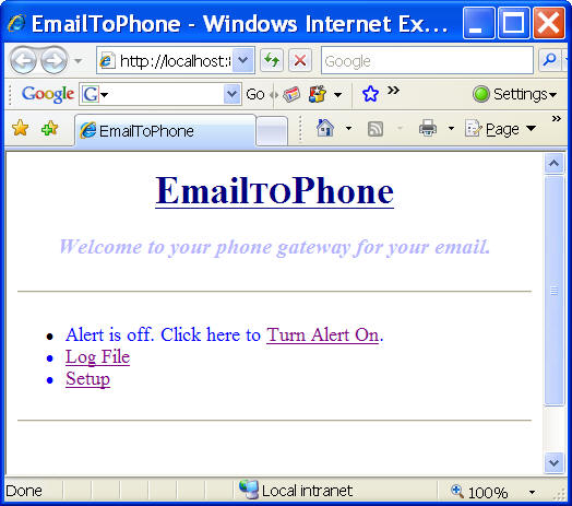 Click to view EmailToPhone 2.0 screenshot