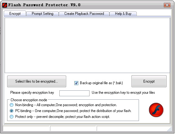 Click to view Flash EXE Protector 9.1 screenshot