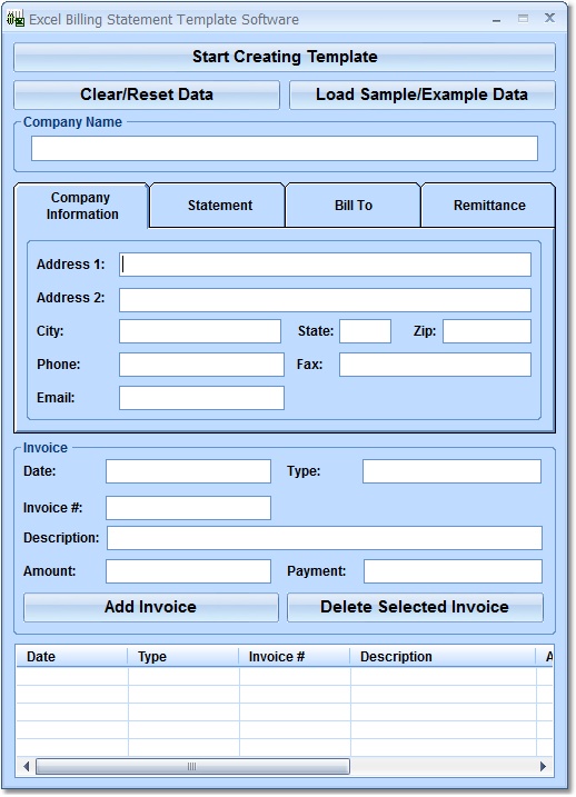 Click to view Excel Billing Statement Template Software 7.0 screenshot