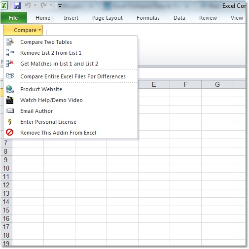 Click to view Excel Compare Data In Two Tables Software 7.0 screenshot