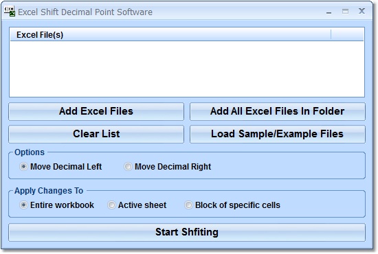 Click to view Excel Shift Decimal Point Software 7.0 screenshot