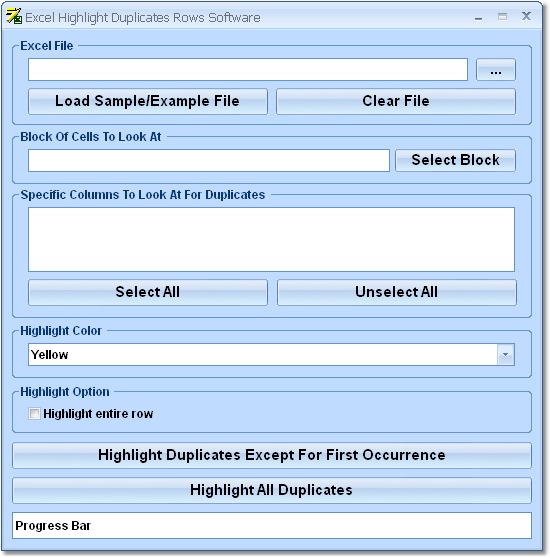 Click to view Excel Find and Highlight Duplicate Rows Software 7.0 screenshot