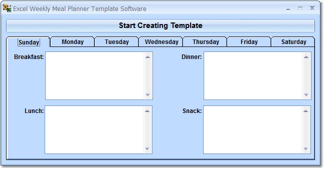 Click to view Excel Weekly Meal Planner Template Software 7.0 screenshot
