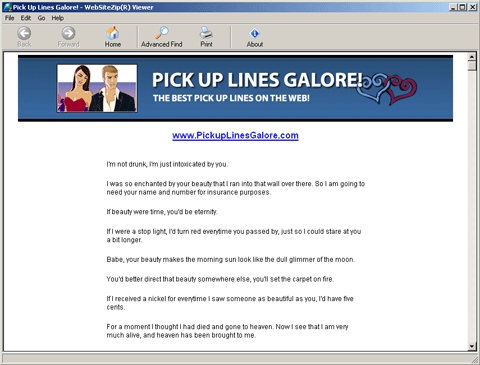 Click to view Pick Up Lines Galore 1.0 screenshot