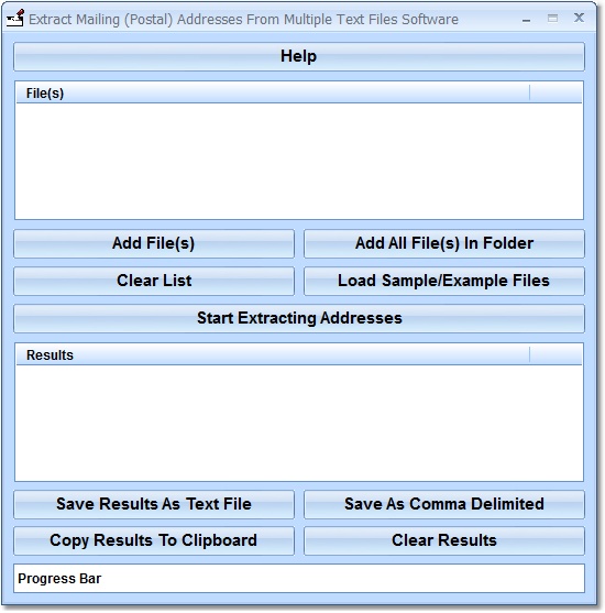 Click to view Extract Mailing (Postal) Addresses From Multiple T 7.0 screenshot