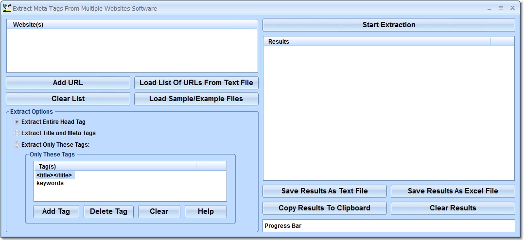 Click to view Extract Meta Tags From Multiple Websites Software 7.0 screenshot