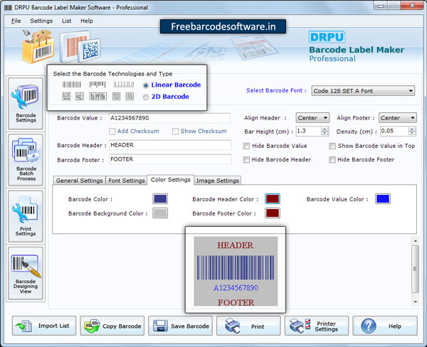 Click to view Free Barcode 7.3.0.1 screenshot