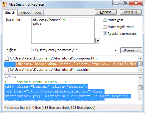 Click to view Aba Search and Replace 2.3 screenshot