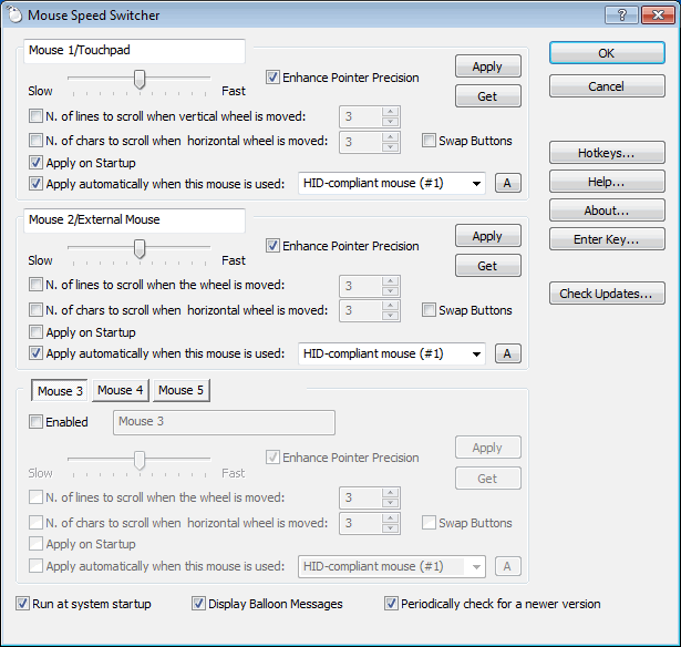 Click to view Mouse Speed Switcher 3.4.0 screenshot