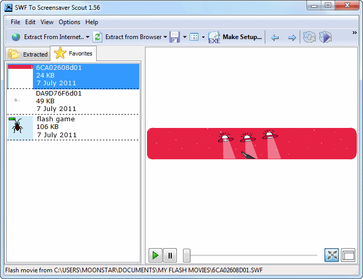 Click to view SWF To Screensaver Scout 1.56c.1.d screenshot