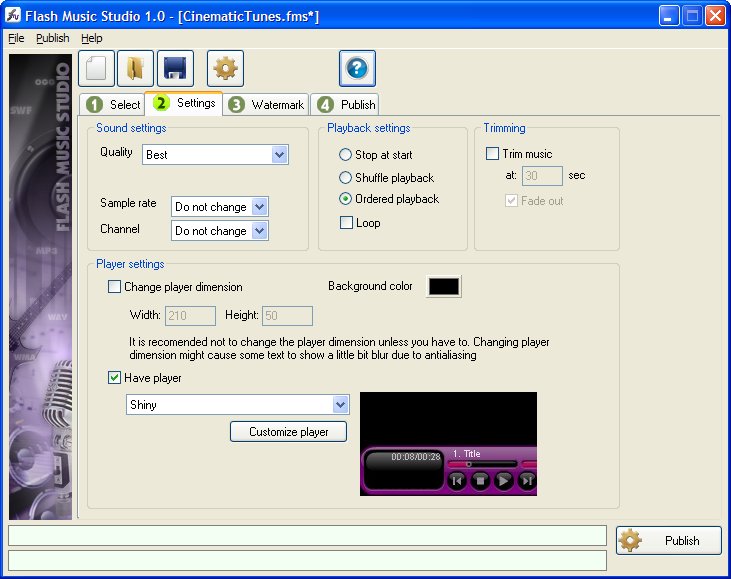 Click to view Flash Music Studio 1.25 screenshot