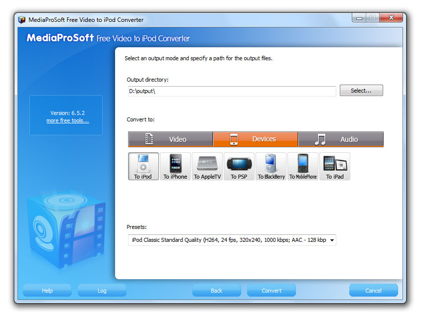 Click to view MediaPro Free Video to iPod Converter 6.4.3 screenshot
