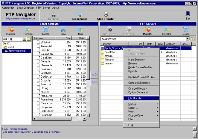 Click to view FTP Navigator 8.03 screenshot
