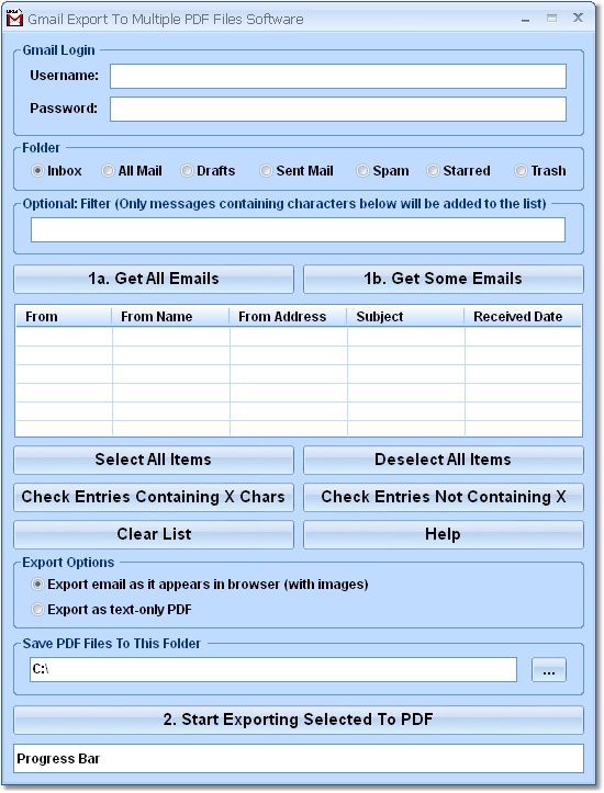 Click to view Gmail Export To Multiple PDF Files Software 7.0 screenshot