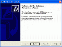 Click to view MSSQL-to-Access 4.3.5 screenshot